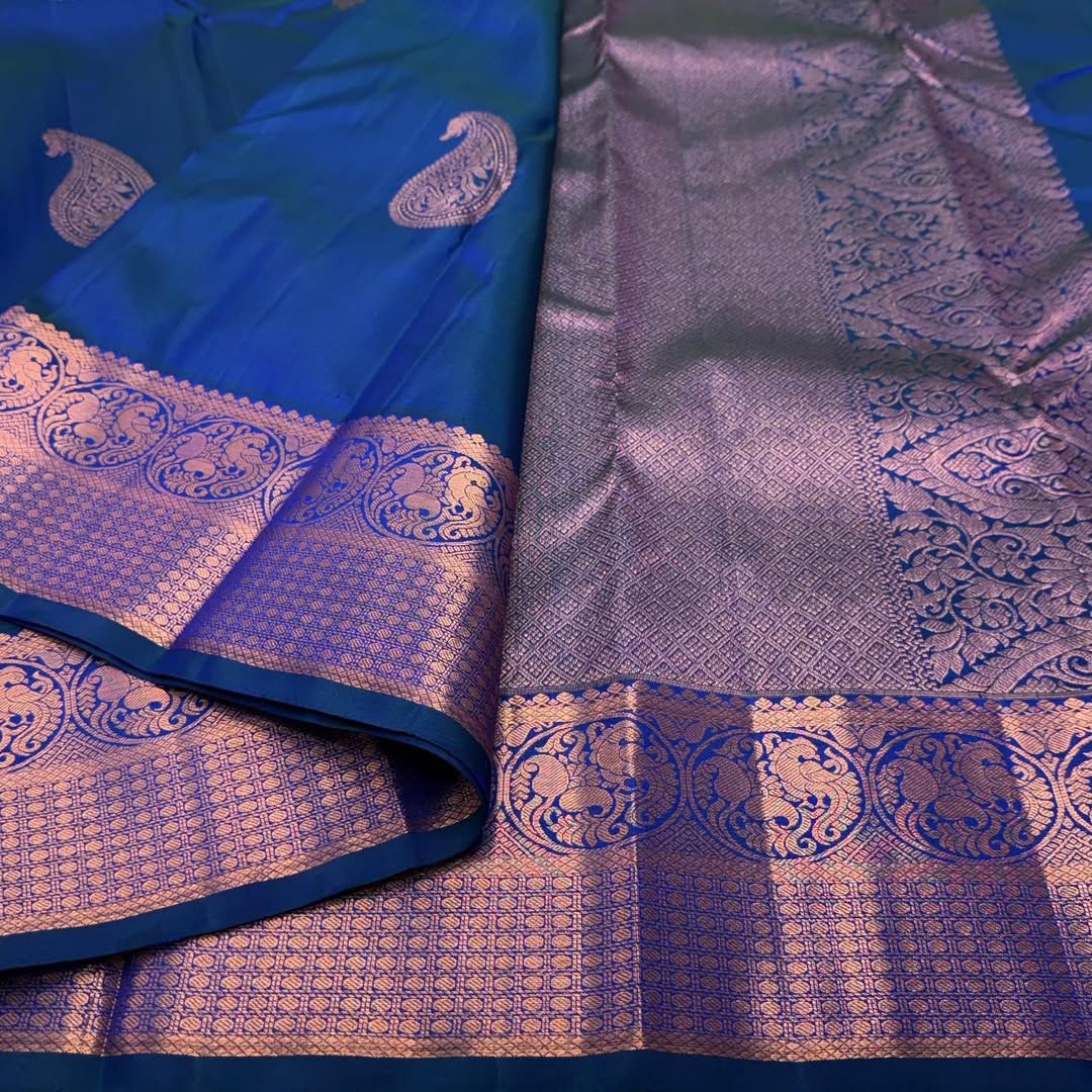 Ideal Blue Banarasi Soft Silk Saree With Blouse Piece