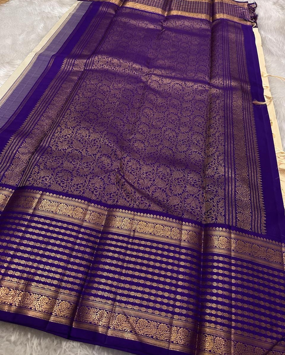 Preferable White And Blue Banarasi Soft Silk Saree With Blouse Piece