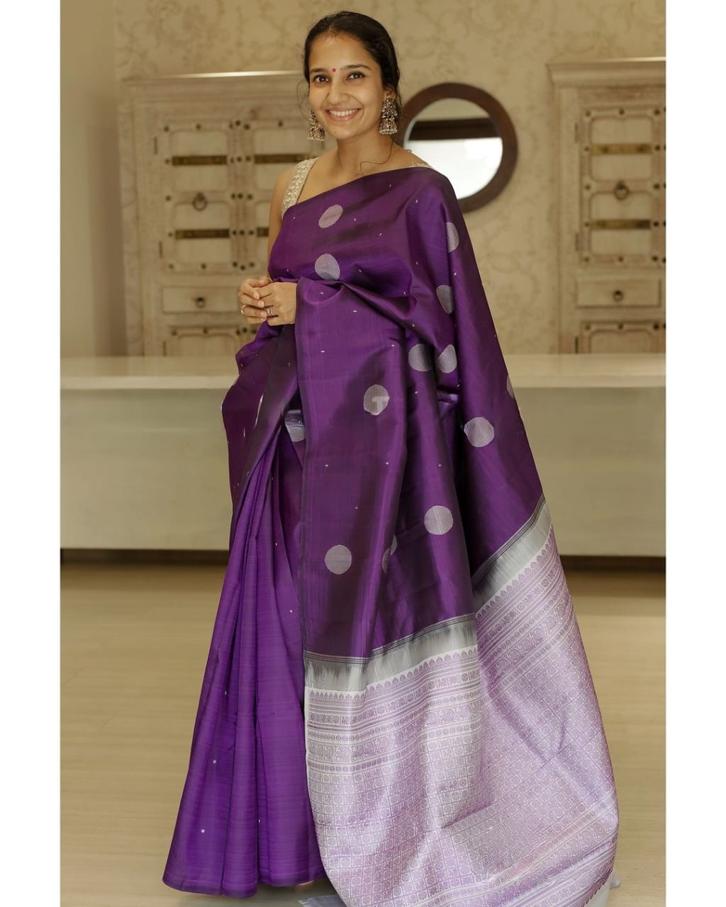 Splendorous Purple Soft Silk Saree With Blouse Piece
