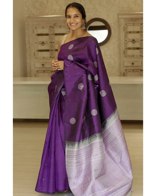 Splendorous Purple Soft Silk Saree With Blouse Piece