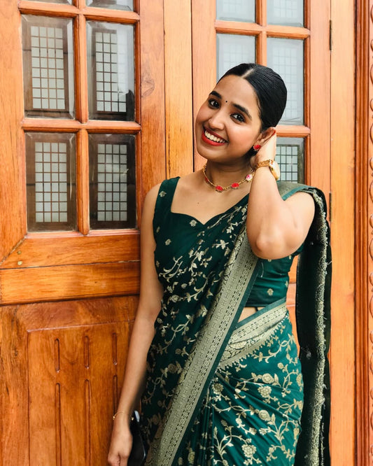 Quintessential Banarasi Soft Silk Saree With Blouse Piece