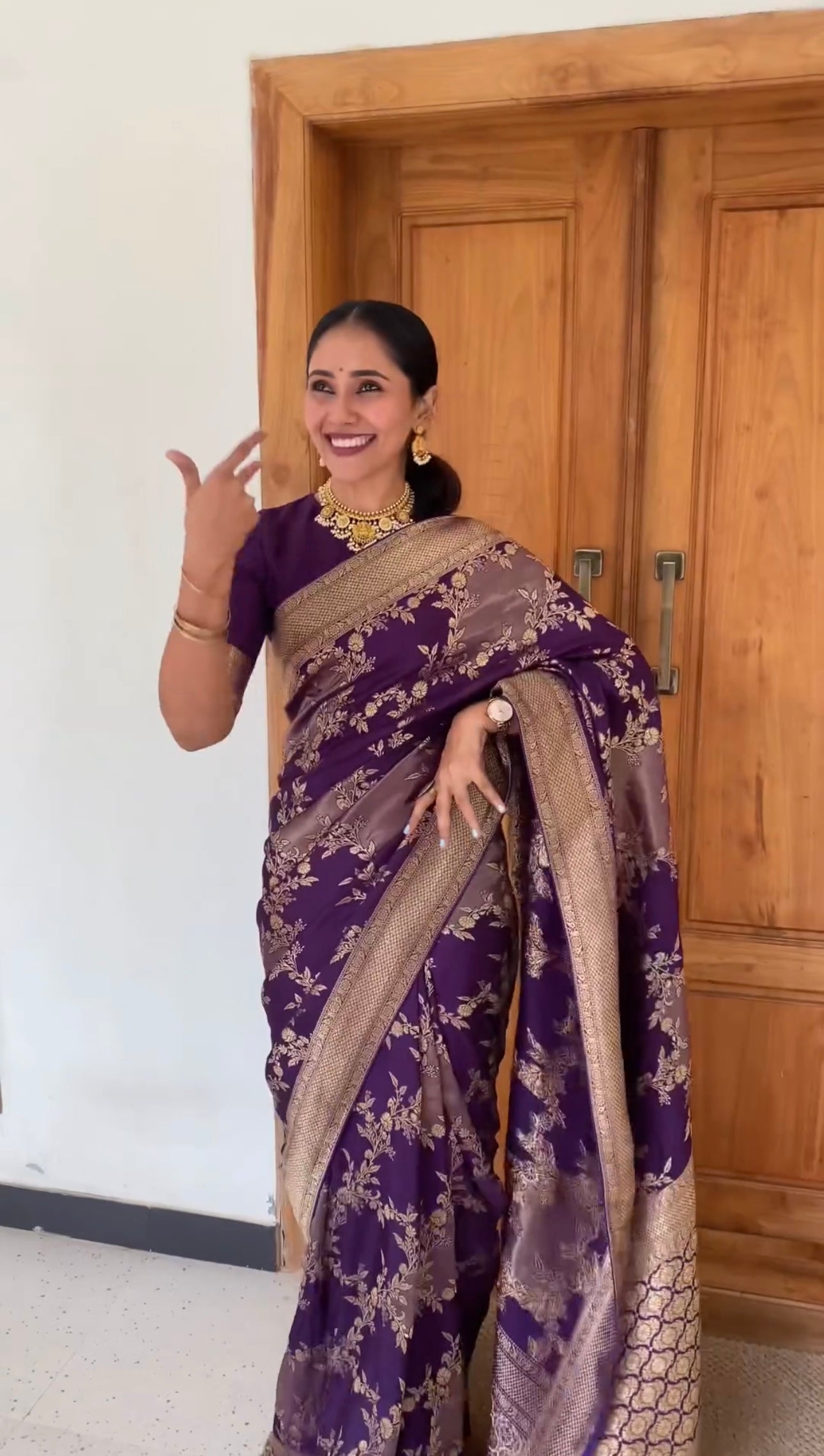 A glam Purple Color Banarasi Soft Silk Saree With Blouse Piece