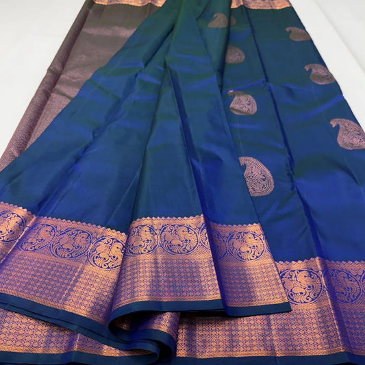 Ideal Blue Banarasi Soft Silk Saree With Blouse Piece