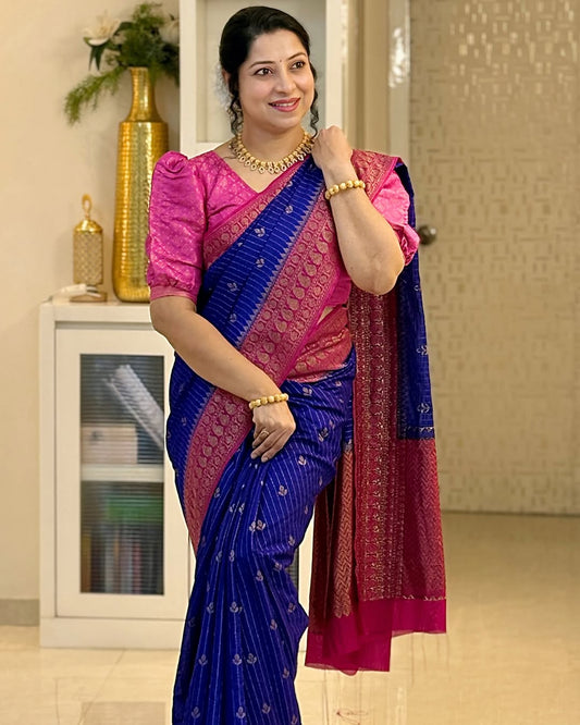 Elegent Soft Banarasi Silk Saree With Blouse Piece