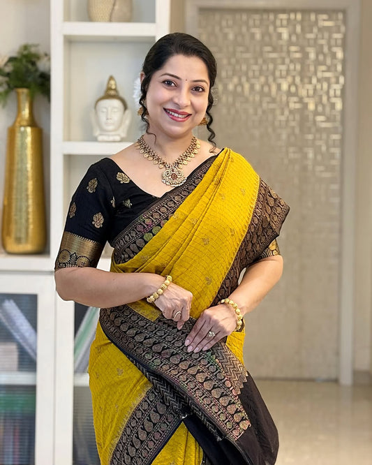 Trending Soft Banarasi Silk Saree With Blouse Piece