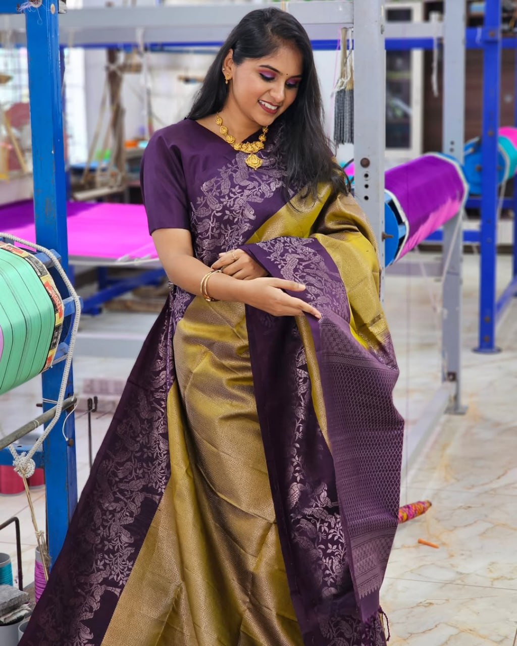 Demanding Mustard Banarasi Soft Silk Saree With Blouse Piece