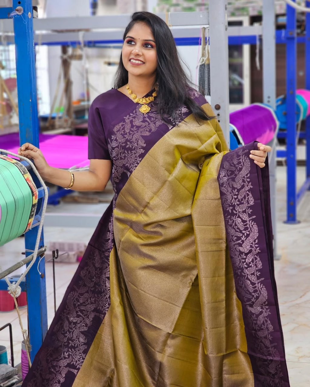Demanding Mustard Banarasi Soft Silk Saree With Blouse Piece
