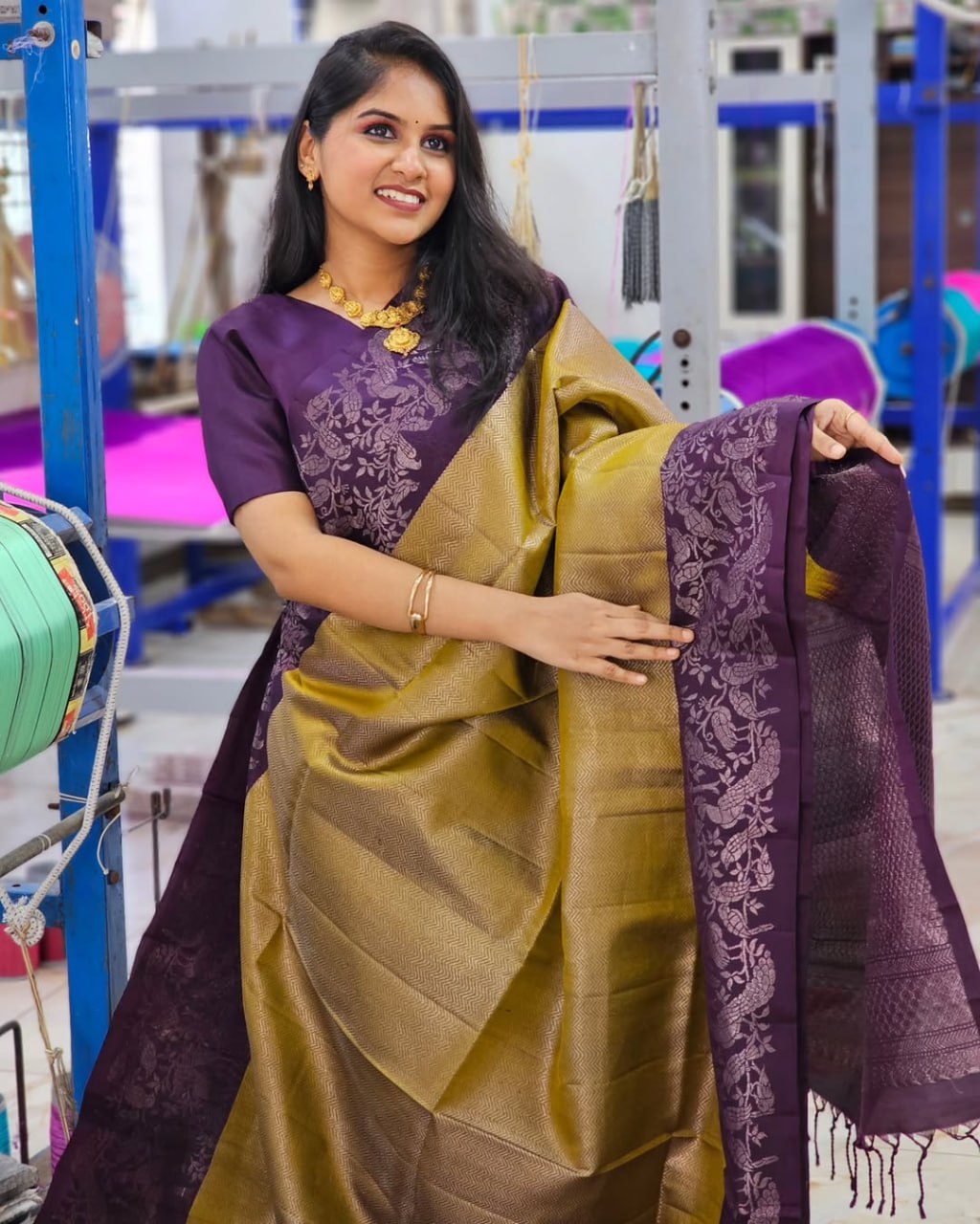 Demanding Mustard Banarasi Soft Silk Saree With Blouse Piece
