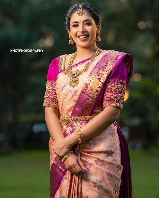 Ideal Pink Soft Silk Saree With Blouse Piece