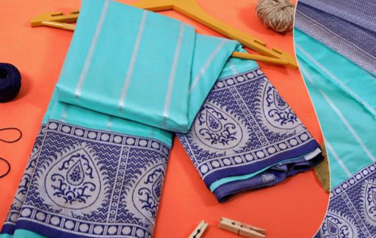Marvellous Sky Blue Banarasi Soft Silk Saree With Blouse Piece